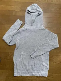 Hileck グレー フード付きニットパーカー