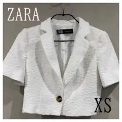 【美品】ZARA テーラードジャケット ショート丈 ツイード柄