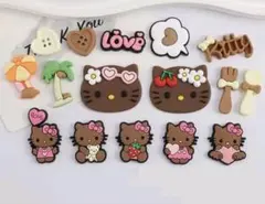 ジビッツ　日焼けキティ　ガングロキティ　ハワイ　サンリオ　クロックス　チャーム