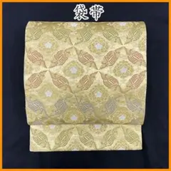 名古屋帯 汕頭刺繍 流水に華柄模様 黄土色 紬 O-4414 名古屋帯 汕頭刺繍 流水に華柄模様 黄土色 紬 O-4414 - メルカリ