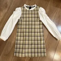 試着のみ　 ZARA チェック柄 フリル襟 ワンピース 130
