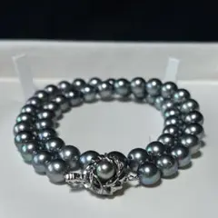 極美品 アコヤパール シルバーグリーン ネックレス 7.9〜8.3㎜ M469