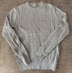 UNIQLO ユニクロ　グレー ケーブルニット セーター メンズS