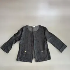 ノーカラーダークグレージャケット