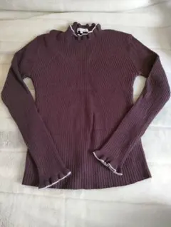 プロポーション　フリルニットトップス　ボルドー