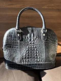 MILANO HOUSEブラック クロコダイル風ハンドバッグ