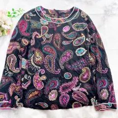 希少✨レオナール カットソー カンカン素材 LL アセテート ペイズリー