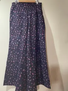 コットンパンツ　ブロックプリント　ワイドパンツ　綿100% 天然染料　木版更紗