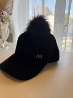 ❤️ファー付き黒キャップ ❤️
