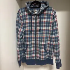 チェック柄フード付きパーカー XL
