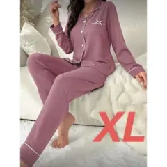 【XL】ダークピンクパジャマ上下セット