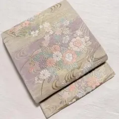 C5◆着物くつろぎ 夏物 流水に花 金糸 菊 白 六通 正絹 薄物 絽 紗 袋帯 B5◇着物くつろぎ 夏物 流水と花 金糸 霞 六通 正絹 薄物 絽 紗 袋帯