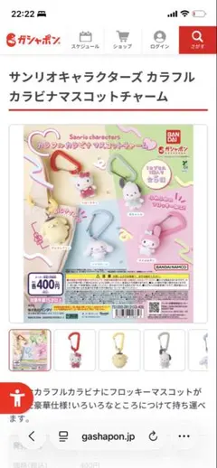 サンリオ カラフルカラビナ マスコットチャーム マイメロ2点入り まとめ売り