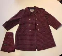 ファミリアfamiliar赤と緑のチェック柄コートとスカーフ