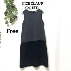 【ナイスクラップ】ウール100% ノースリーブワンピース ひざ又 グレー フリー