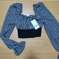 ZARA フリル袖 クロップドトップス