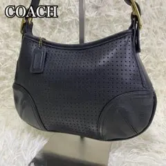 【美品】COACH コーチ ワンショルダーバッグ ホーボー 肩掛け ブラック