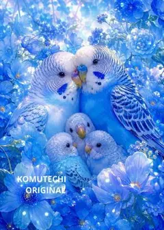 セキセイインコのファミリー　デジタルアート　2L判