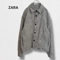 ザラ ツイード シャツジャケット カバーオール 羽織り コットン ユニセックス