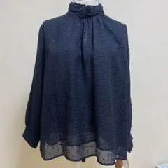 【ECLECTICA】新品タグ付　ネイビー 長袖 シャツ バックボタン付き