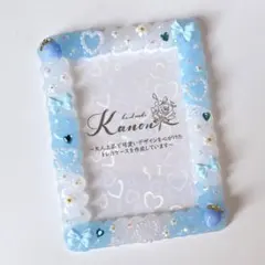 【No.480】水色系♡いちごとリボンのホイップデコトレカケース　硬質ケース