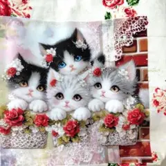 poyo☆彡猫とお花のヴィンテージおすそ分けファイル♡紙もの レース