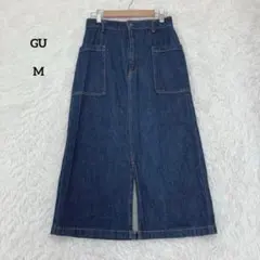 GU ジーユー ストレッチデニムロングスカート M フロントスリット