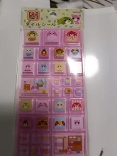 お茶犬タイルシール キャラクターイラスト ピンク