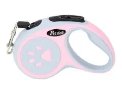 5m自動巻き取り式犬用リード ワンタッチロック機能付き 耐荷重10kg ピンク