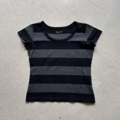 00s agnes b. border tee ボーダー tシャツ グレー 黒のサムネイル