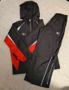 Mizuno ウインドブレーカー上下セット 黒/赤　メンズ