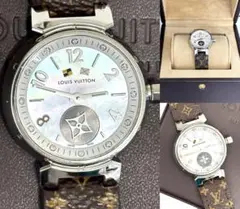 定価48万　ルイヴィトン　タンブール ダイヤ　モノグラムベルト　シェル　時計