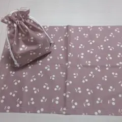 ハンドメイド 30×40 給食袋&ランチョンマット2点セット グレー 