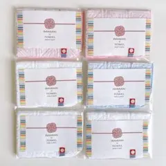 6枚 今治 ミニハンカチ タオル ハンカチ 販促品 ピンク ブルー ホワイト
