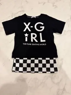 X-girl Stages 半袖Tシャツ チェッカー柄スカート