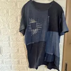 ダークブルー 半袖Tシャツ 刺繍入りM相当