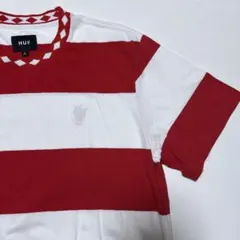 【新品未使用】HUF ストライプ Tシャツ Lサイズ 赤/白