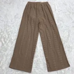 美品　SHEIN Dazy レース イージーパンツ 茶 L ウエストゴム