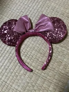 ミニー耳カチューシャ ピンク スパンコール