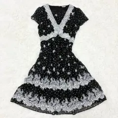 ローズティアラ　XL　ケミカルレースワンピース　花柄刺繍　半袖　Aライン　42のサムネイル