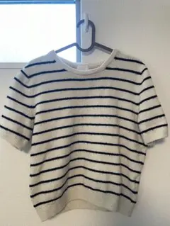 ストライプ 半袖ニットセーター　h&m