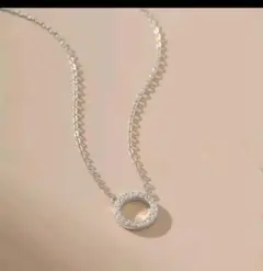 シルバー円形ネックレス キュービックジルコニア