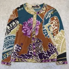 極美品 レオナール LEONARD カーディガン シルク M 花 フラワーのサムネイル