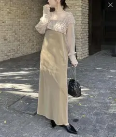CLANE バージュフラワージャガードワンピース ベージュ - メルカリ