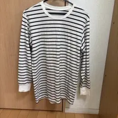 ユニクロ　白黒ストライプ 長袖ヒートテックシャツ