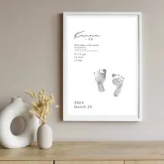 【２枚セット】 命名書 手形 足形 誕生日 一歳 ハーフバースデー .434