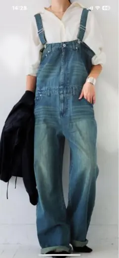 デニムブルー ワイドフィットオーバーオール