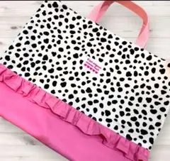 【サマーセール】ハンドメイド レッスンバッグ ダルメシアン ピンクのサムネイル