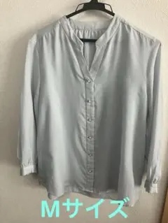 AOKI ミントブルー　長袖シャツ カットソー　パールボタン付き