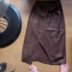 ブラウン ラップスタイル タイトスカート